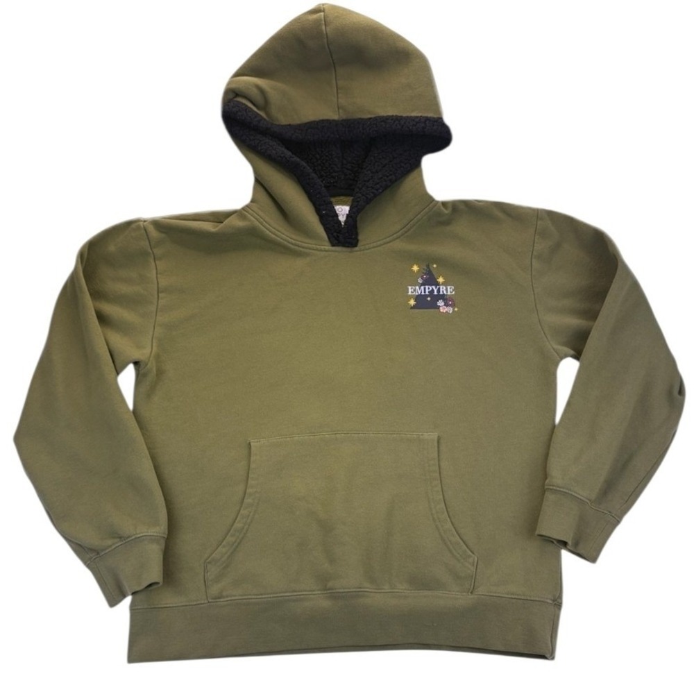 Empyre Elena Snake Hoodie Womens Large Olive Green Sherpa Lined Pullover Graphic - Picture 2 of 7